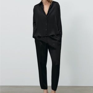 NWT Zara Black Satin Set sz XXL